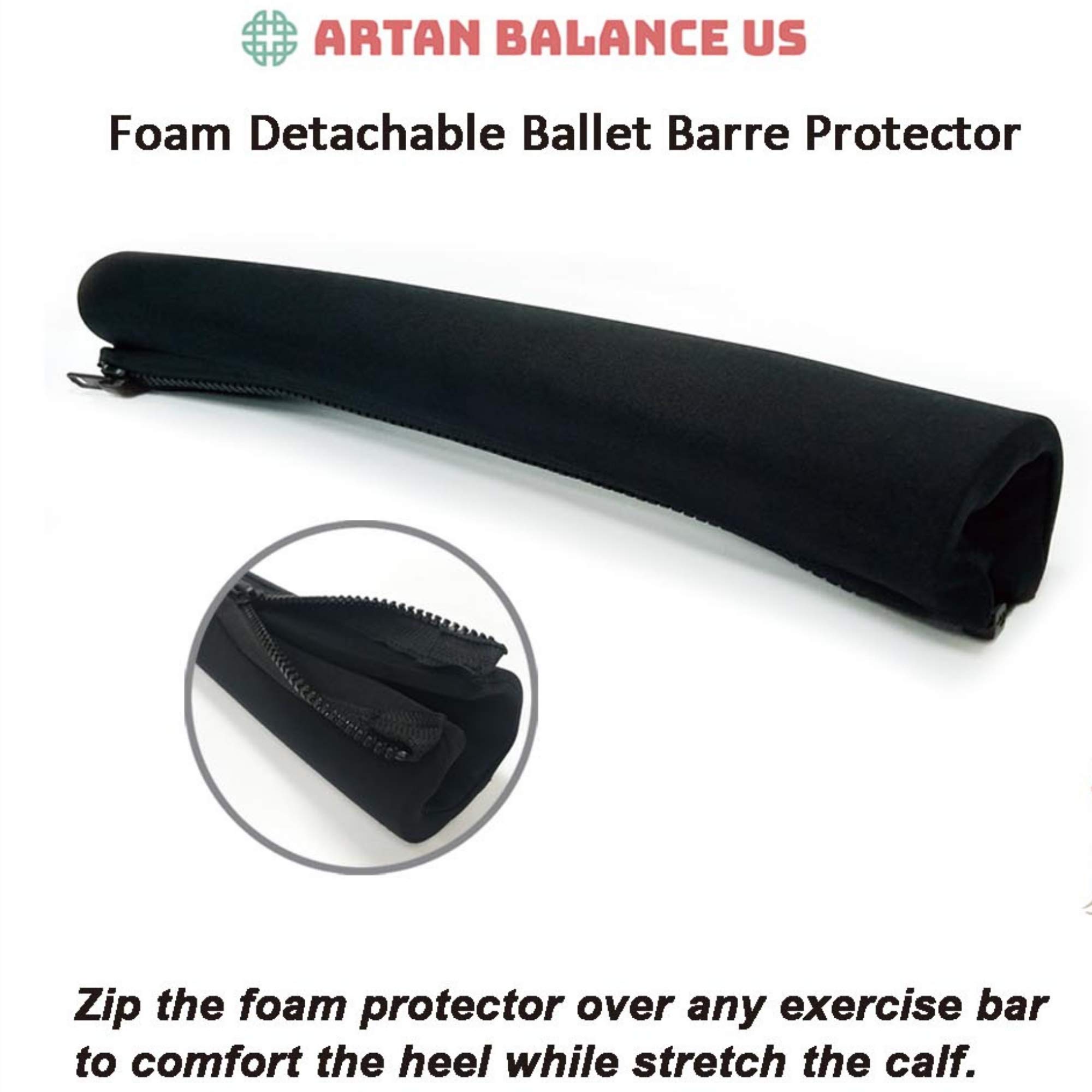 Artan Balance Ballet Barre Foam Detachable Protector Slider pad Cushion with Zipper for Home or Studio Comfort and Protection for Stretch, Pilates, Dance Class or Active Workouts