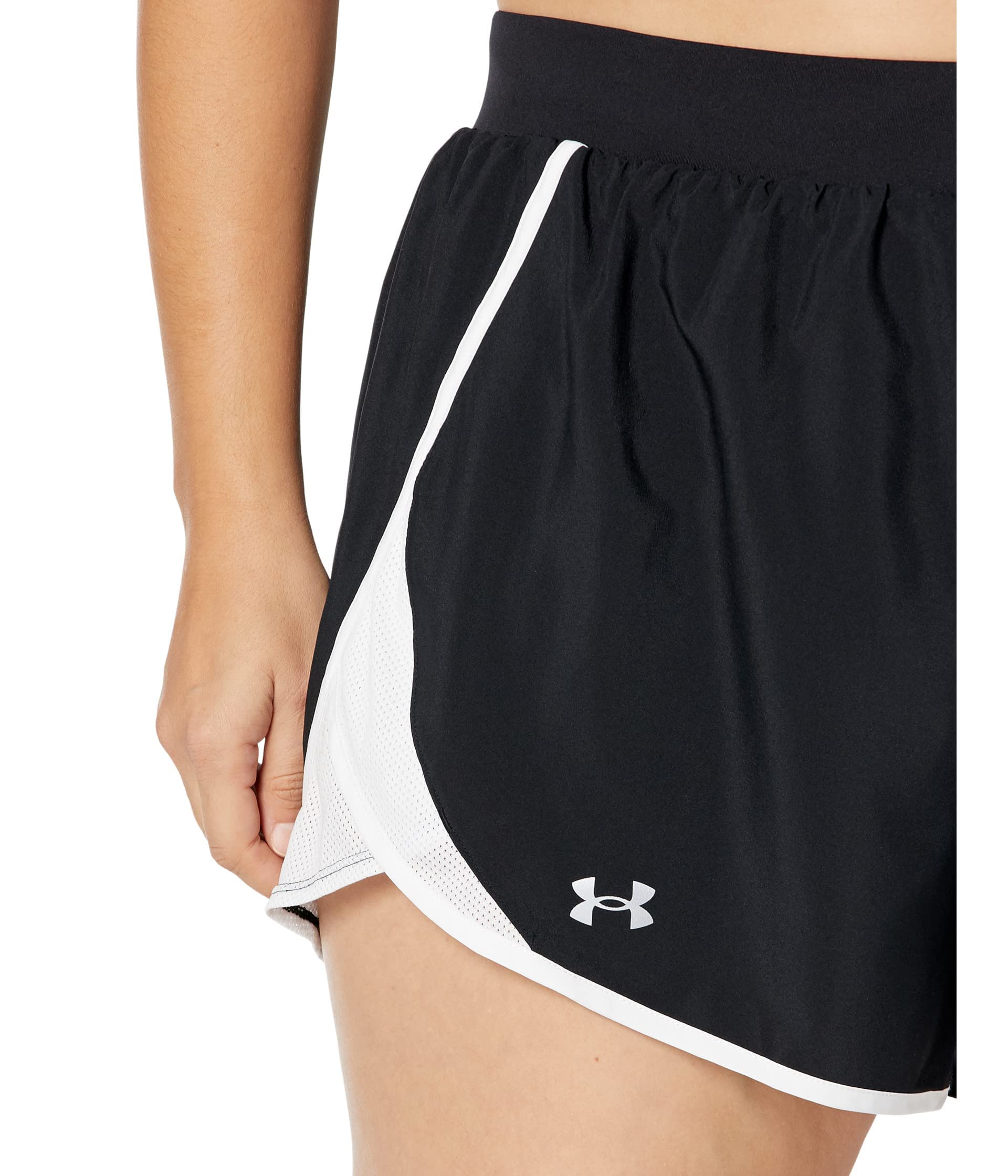 Under Armour Womens Fly by 2.0 Shorts, Black (002)/Reflective, 2X