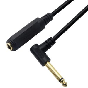 right angle guitar extension cord,mono 90 degree 6.35 ts male to 6.35 trs female audio cable for amplifiers,guitars,pianos,home theater equipment etc.