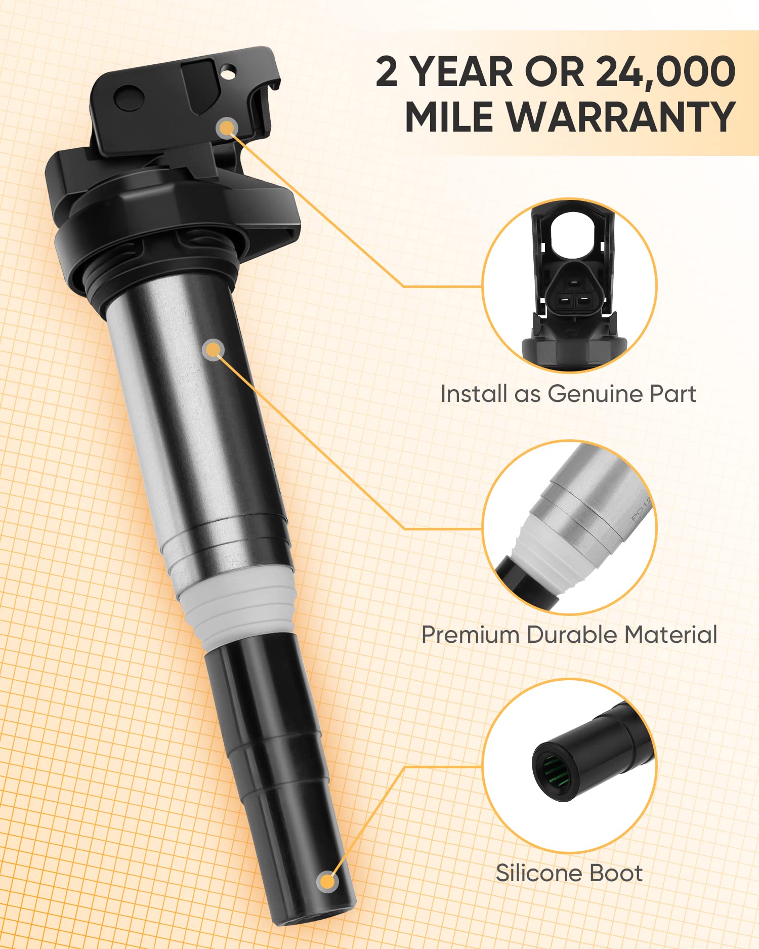 POCYBER Ignition Coil Pack Set of 6 for BMW Compatible with BMW 325i 325Ci 328i 330Ci 335i 525i 528i 530i 535i 545i X3 X5 M5 M6 Z4 Mini & more, Replaces OE# 12138616153