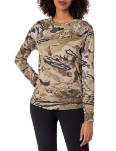 under armour women's isochill brushline long sleeve t-shirt, ua barren camo (999)/black, medium