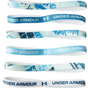 Under Armour Girls' Graphic Headbands 6-Pack, Blue Flannel (597)/White, One Size Fits All