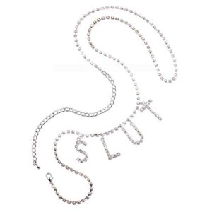 Rhinestone Letter Belly Chain Body Jewelry Metal Waist Chain Belt Lower Back Chain Crystal Body Chain for Women (Color 2)