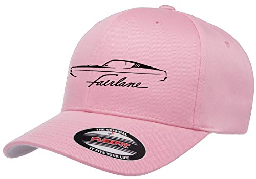 1968 1969 Ford Fairlane Fastback Outline Design Flexfit 6277 Athletic Baseball Fitted Hat Cap Pink L/XL