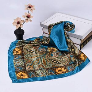 Molans 35 Inches Women Head Scarf Hair Bandanas - 4PCS Square Satin Head Scarves for Women Silk Like Hair Kerchief Banadanas(Blue+Black+Beige+Camel)