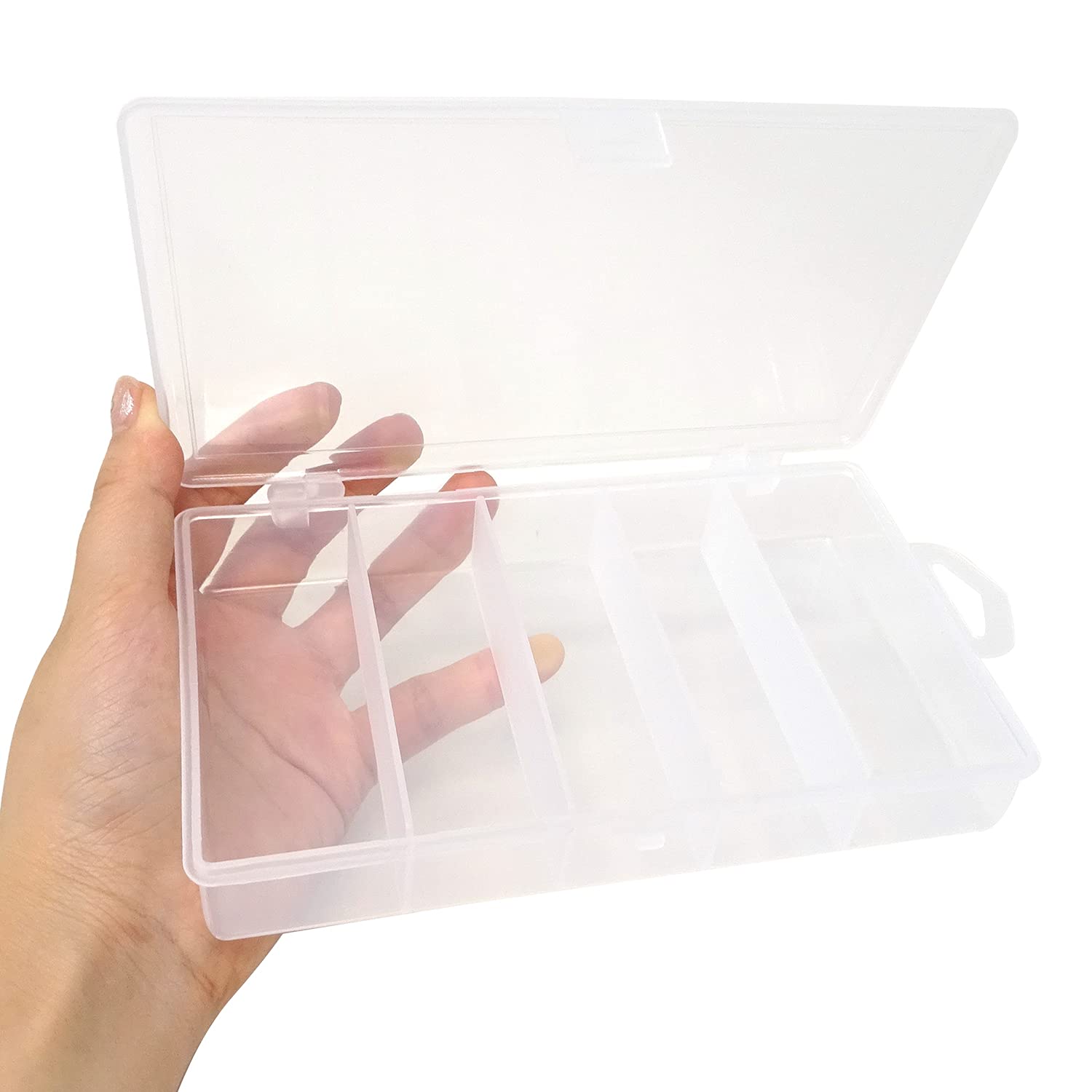 Honbay Clear Visible Plastic Fishing Tackle Accessory Box Fishing Lure Bait Hooks Storage Box Case Container Jewelry Making Findings Organizer Box Storage Container Case (S:6.9x3.7x1.2inch)