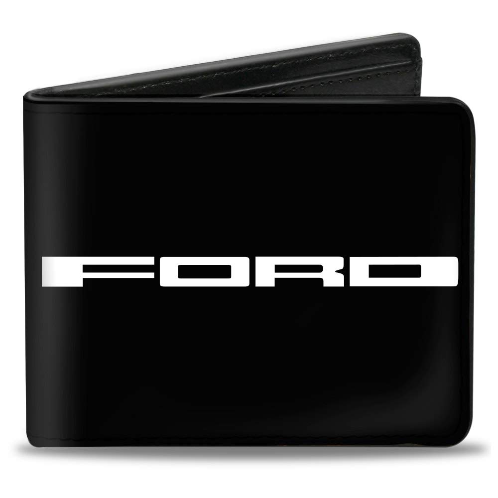 Buckle-Down Men's Ford Wallet, Bifold, Text Americana Camo Black White Red Blue, Vegan Leather, 4.0" x 3.5"