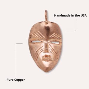 Better Jewelry, Real Pure Copper African Tribal Mask Pendant, Charm (Oval)