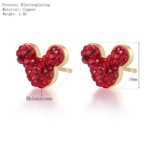 Deelan Fashion Mickey Mouse Stud Earrings For Women Red Lucky Crystal Jewelry Festival Gift Earring (Style 1)