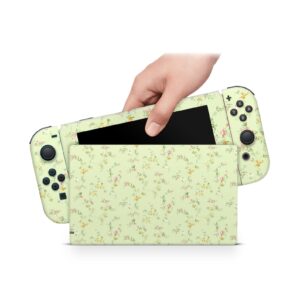 ZOOMHITSKINS Compatible with Switch Skin Cover Fine Plants Green Yellow Flowers Vintage 3M Vinyl Decal Sticker Wrap, Made in The USA