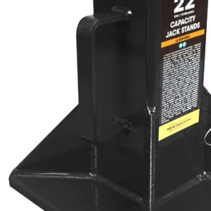 Torin 22 Ton (44,000 lb) Capacity Heavy Duty Steel Jack Stands, 2 Pack, T80072, Black