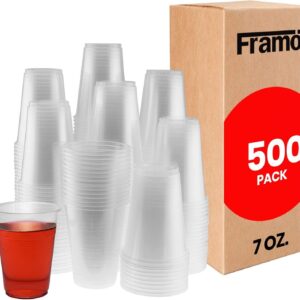 Framo 7 Oz Clear Disposable Plastic Cups, for Any Occasion, Ice Tea, Juice, Soda, and Coffee Glasses for Party, Picnic, BBQ, Travel, and Events (500 Pack)