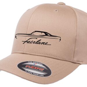 1968 1969 Ford Fairlane Hardtop Outline Design Flexfit 6277 Athletic Baseball Fitted Hat Cap Khaki L/XL