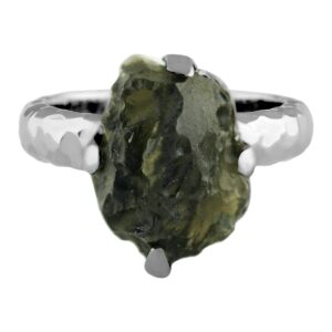 Starborn Sterling Silver 4-6 Carat Genuine Moldavite Ring (8)