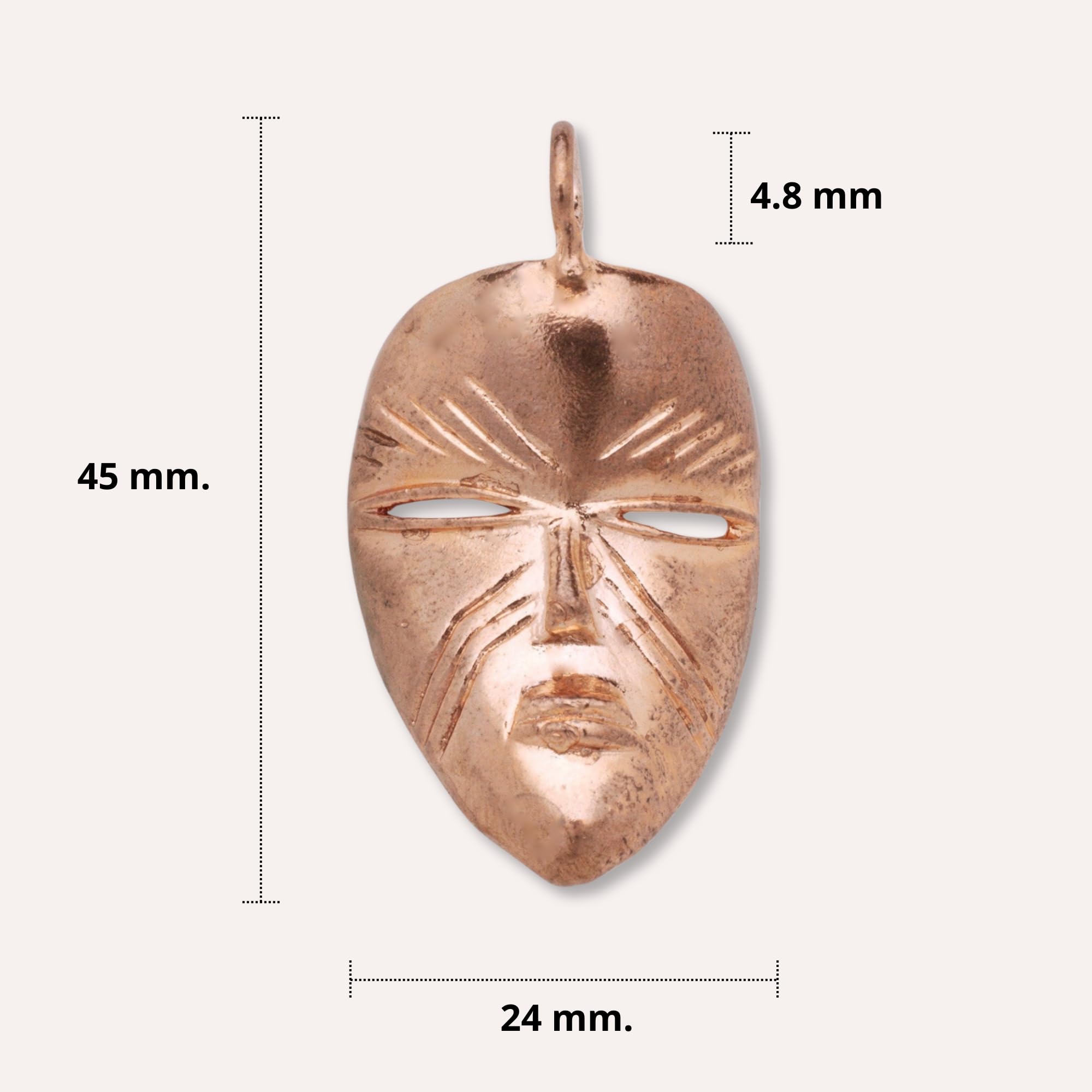 Better Jewelry, Real Pure Copper African Tribal Mask Pendant, Charm (Oval)