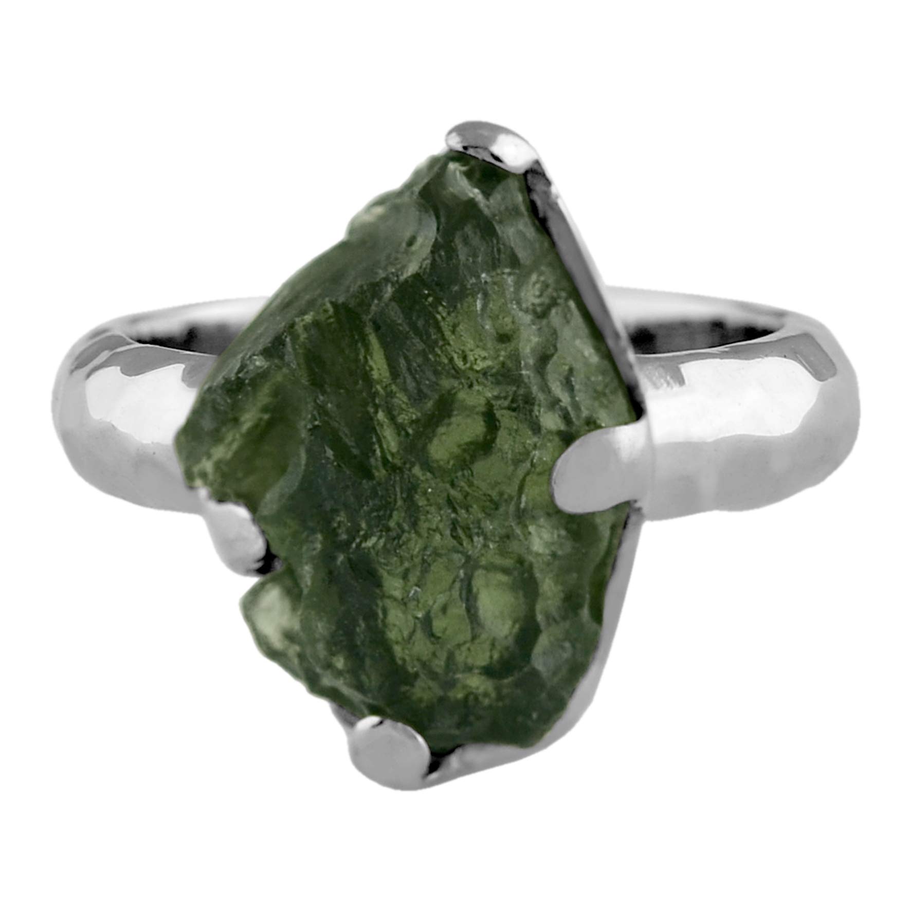 Starborn Sterling Silver 4-6 Carat Genuine Moldavite Ring (8)