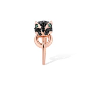 Santuzza Panther Ring 925 Sterling Silver Leopard Rings Cubic Zirconia Green Spinel Jaguar Jewelry (8, Black)