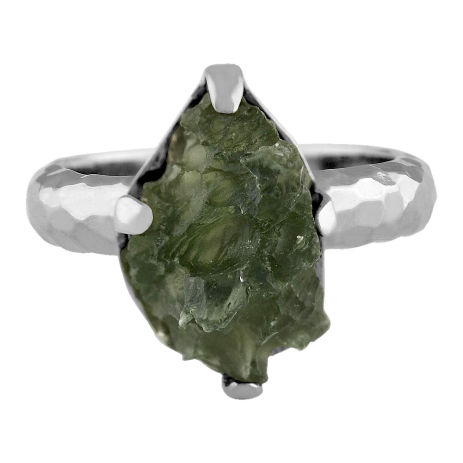 Starborn Sterling Silver 4-6 Carat Genuine Moldavite Ring (8)