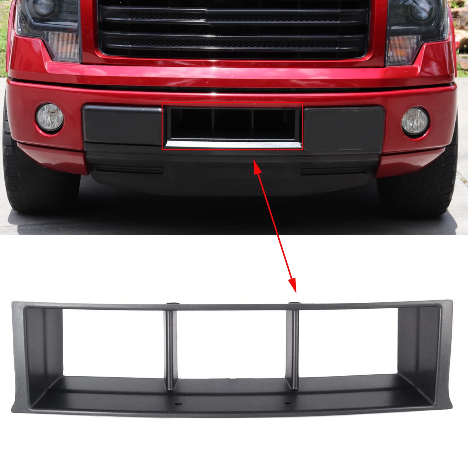 KARPAL Front Lower Bumper Grille Trim Panel Insert Compatible with 2009-2014 Ford F-150 EcoBoost