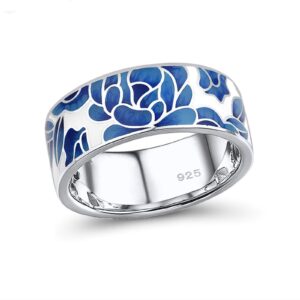 santuzza lotus ring 925 sterling silver enamel flower pattern ring for women (6)