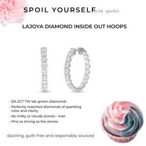 La Joya Inside Out Diamond Earring for Women | 1 CT TW Pure Sterling Silver with Plating of White Gold Diamond Hoop Earrings for Women | Sparkling GH VS/SI Diamond Hoops