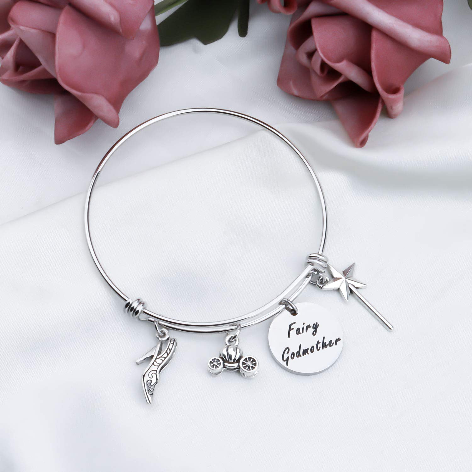 TGBJE Fairy Godmother Bracelet Godmother Gift Godmother Thank You Gift Cross Baptism Gift First Communion Gift Godmother Proposal Jewelry Godmother Charm Bracelet (Fairy BR)