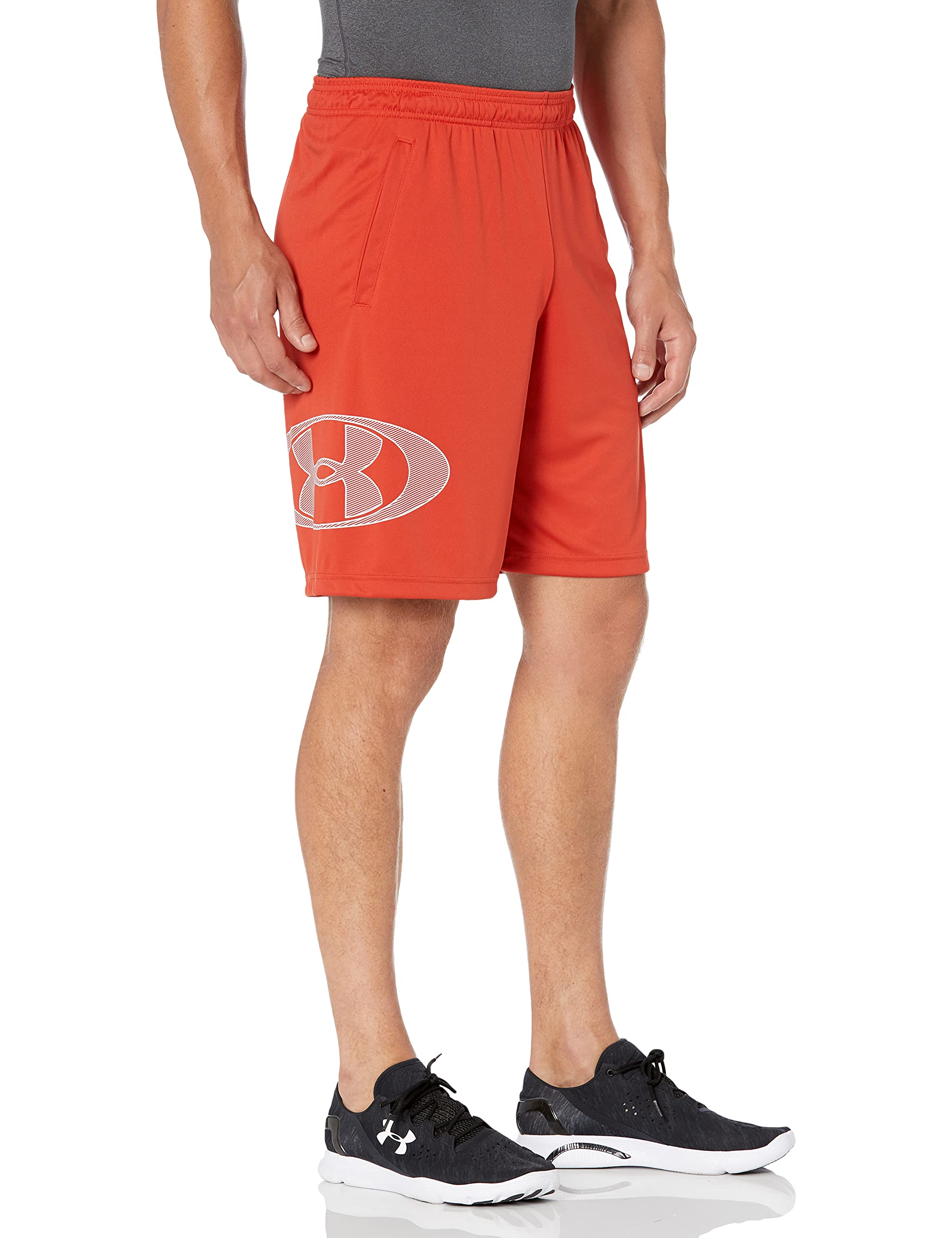 Under Armour Men's Tech Lockertag Shorts, Radiant Red (839)/Halo Gray, Large