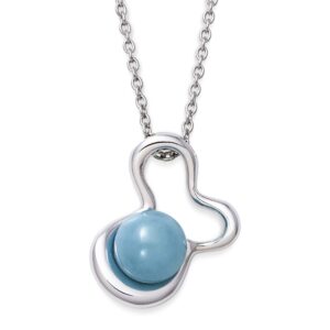 Belacqua Sterling Silver Natural Aquamarine Necklace Pendant, 18"