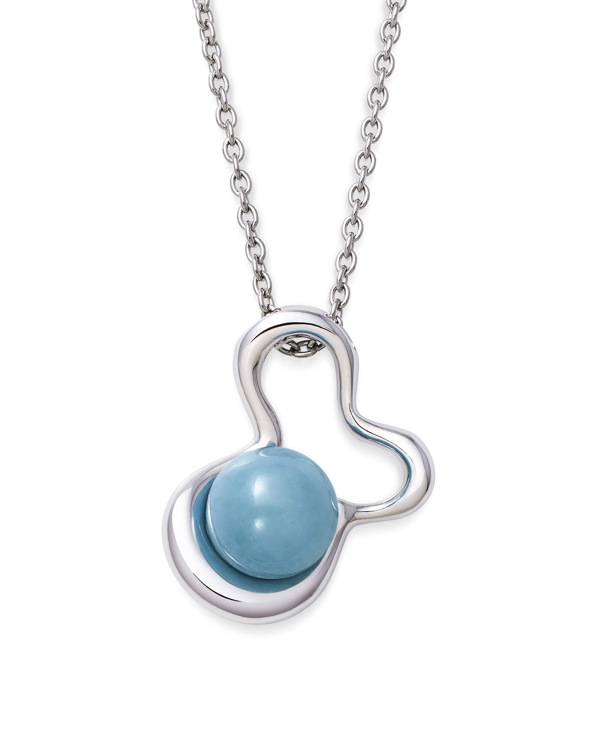 Belacqua Sterling Silver Natural Aquamarine Necklace Pendant, 18"