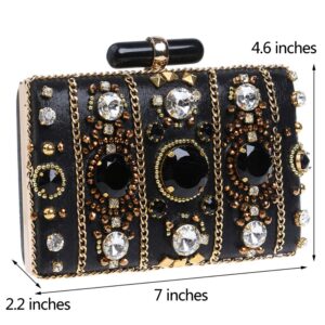 momo mo Women Shoulder Evening Bag Clutches Purse Chain Key Dress Handbag Lipstick Bridal Black