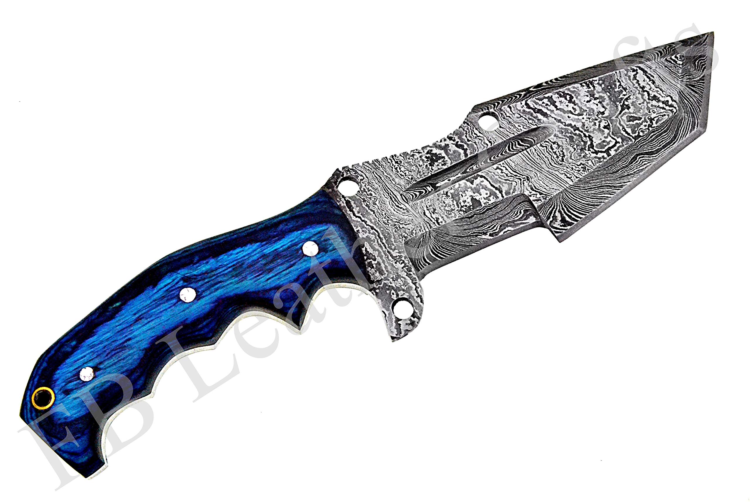 Tactical Combat Custom Made Damascus Steel Hunting Knife/Tracker Knife FBK-15315 Blue (Blue Wood)