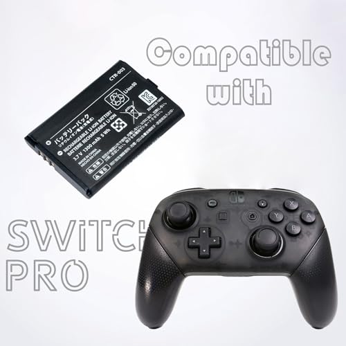 OSTENT 1300mAh 3.7V Li-ion Battery Pack Lithium-ion Rechargeable Replacement for Nintendo Switch Pro Controller