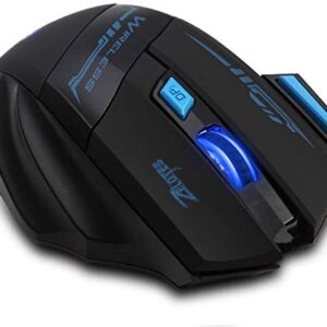 zelotes Wireless Mouse,2400DPI,7 Buttons,2.4G Computer Mouse,USB LED Wireless Gaming Mouse for Laptop,Ergonomic Mouse for PC,Mac,Black