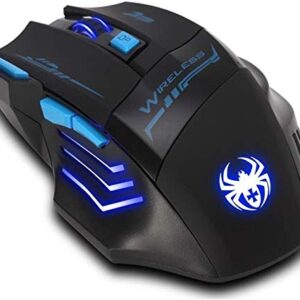 zelotes Wireless Mouse,2400DPI,7 Buttons,2.4G Computer Mouse,USB LED Wireless Gaming Mouse for Laptop,Ergonomic Mouse for PC,Mac,Black