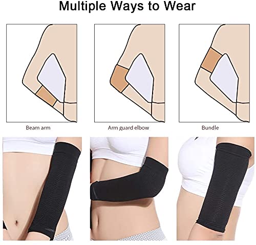 BeeSpring 2 Pair Arm Slimming Shaper Wrap, Arm Compression Wrap Sleeve Helps Lose Arm Fat, Tone up Arm Shaping Sleeves for Women, Sport Fitness Arm Shapers(Beige + Black)