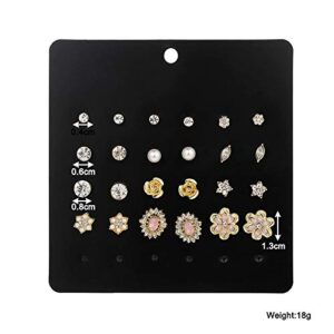 42 Pairs Earrings Set Assorted Multiple Stud Earrings Set for Women Earring Set for Multiple Piercings Statement Earrings Friendship Jewelry (#1)