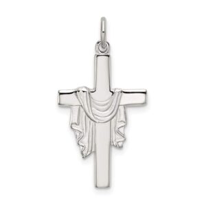 sterling silver polished and satin draped cross pendant 24.8mm 9.5mm style qc9094