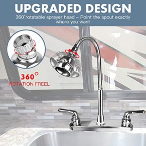 EXCELFU RV Kitchen Faucet, RV Sink Faucets for Kitchen with Flexible Arc 360 Degree Rotatable Sprayer, RV Kitchen Sink Faucet Replacement for Campers, RVs Motorhomes, Travel Trailers (8 inches Apart)