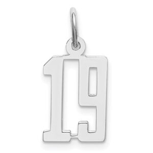 sterling silver/rhodium-plated elongated number 19 charm qqes19