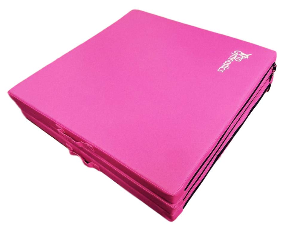 Pro-Gymnastics Gymnastics Mat 2" Thick Tri-Fold Folding Exercise Tumble Mat - with 3 Bar Leg Stretcher Flexibility Stretching Machine for Gymnastics, Yoga, Aerobics, MMA, Home Gym Exercise Workout Mat