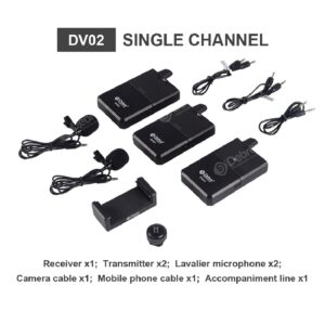 D Debra DV-02 UHF Wireless Lavalier Microphone with Remote Real-time Monitor Compatible with Smart Phone, DSLR Camera for Video Recording Interview (DV-02)