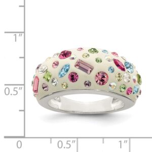 Sterling Silver Stellux Crystal Multi-Color White Ring style QR4180-6