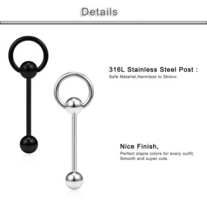 Yaalozei 14G Tongue Rings Piercing Jewelry for Women 14 Gauge Stainless Surgical Steel Silver Black Rose Tongue Piercing Skull Tongue Barbell Bar Ring Piercings Jewelry Women Men Flower 16mm 5/8 inch