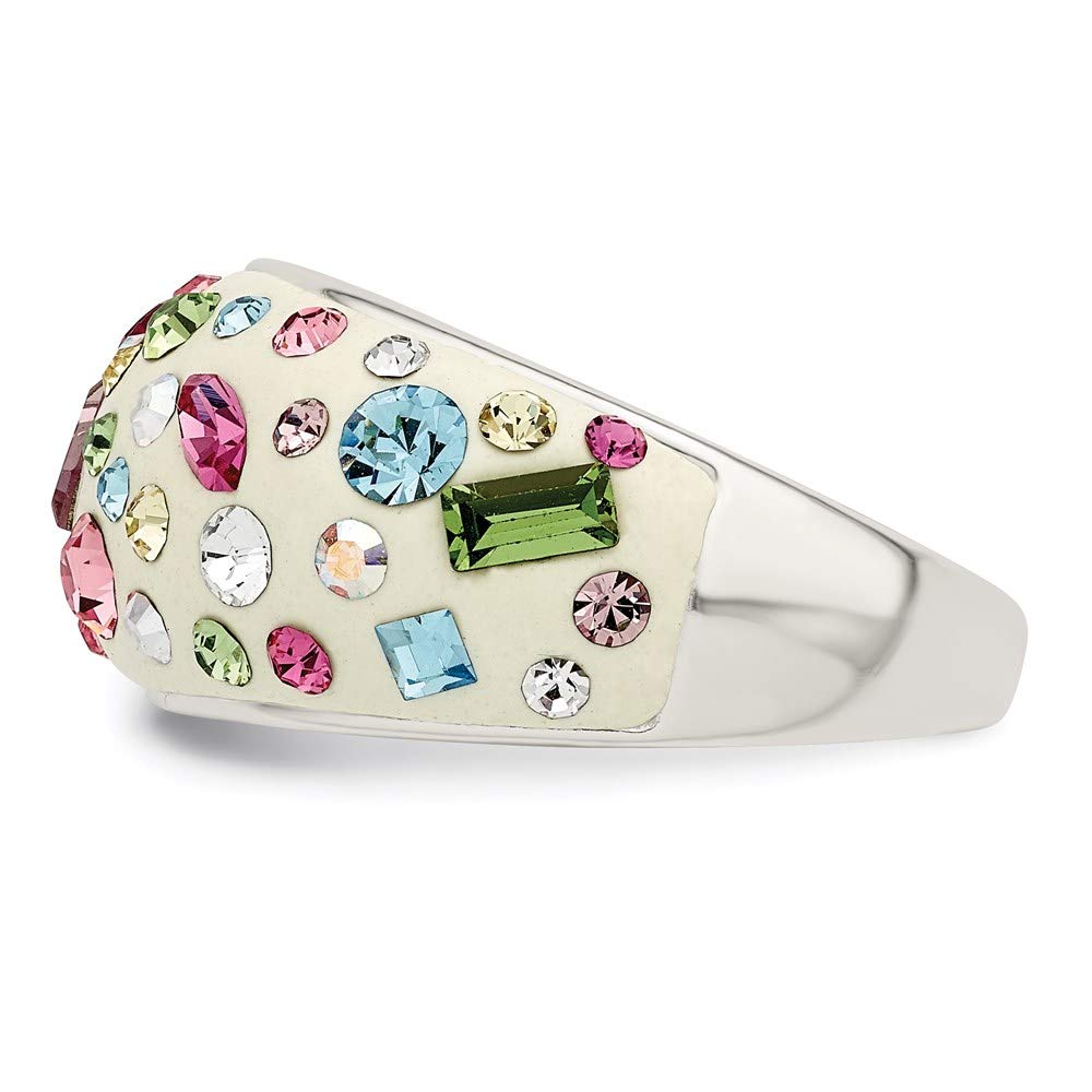 Sterling Silver Stellux Crystal Multi-Color White Ring style QR4180-6