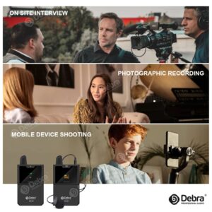 D Debra DV-02 UHF Wireless Lavalier Microphone with Remote Real-time Monitor Compatible with Smart Phone, DSLR Camera for Video Recording Interview (DV-02)