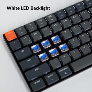 Keychron K3 Version 2, 84 Keys Ultra-Slim Wireless Bluetooth/USB Wired Mechanical Keyboard with White LED Backlit, Low-Profile Gateron Mechanical Blue Switch Compatible with Mac Windows