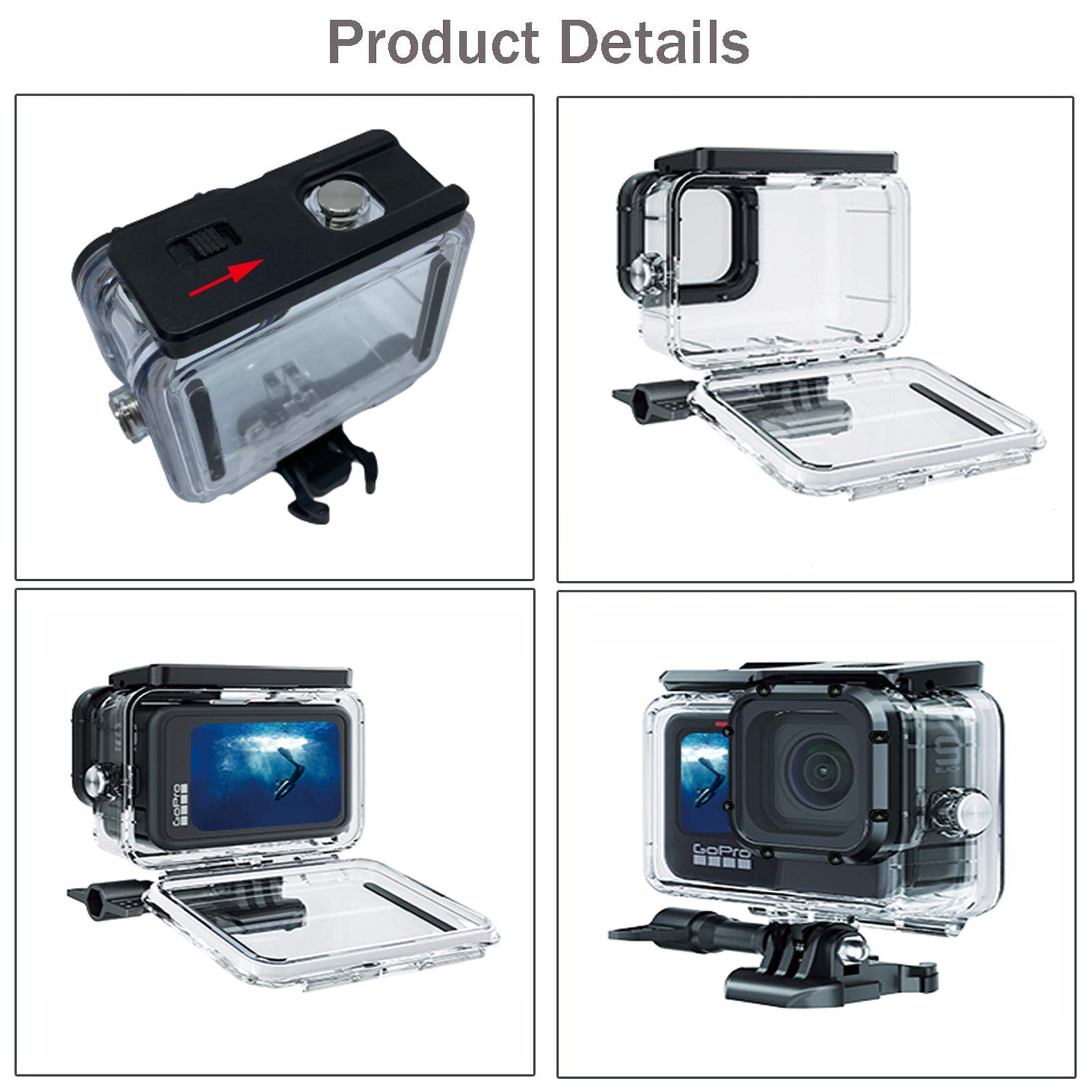 Waterproof Case for Gopro Hero 12 11 10 9 Accessories, SRUIM Underwater Diving 50M/164FT Protective Housing Shell for Go Pro Hero12 Action Camera with Bracket Accessories