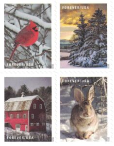 usps forever stamps winter scenes - book of 20 postage stamps