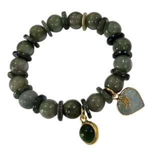 10.80 mm. jade bracelets for women genuine green colors bangle energy gems jadeite charms with pendant naga eye green crystal and heart bring money wealth