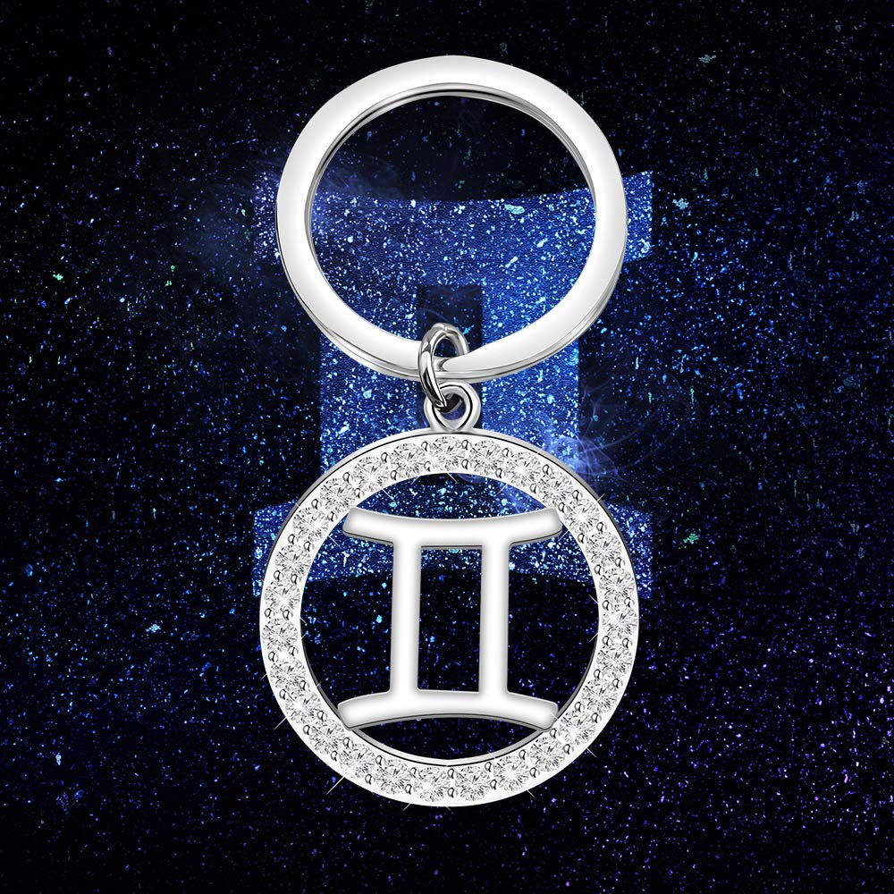 TGBJE Zodiac Constellation Keychain Zodiac Sign Gift Zodiac Outline Gift Horoscope Constellation Celestial Zodiac Keychain (Gemini SR)